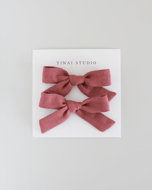 BOW CLIP [small, set of 2] - Reddish brown