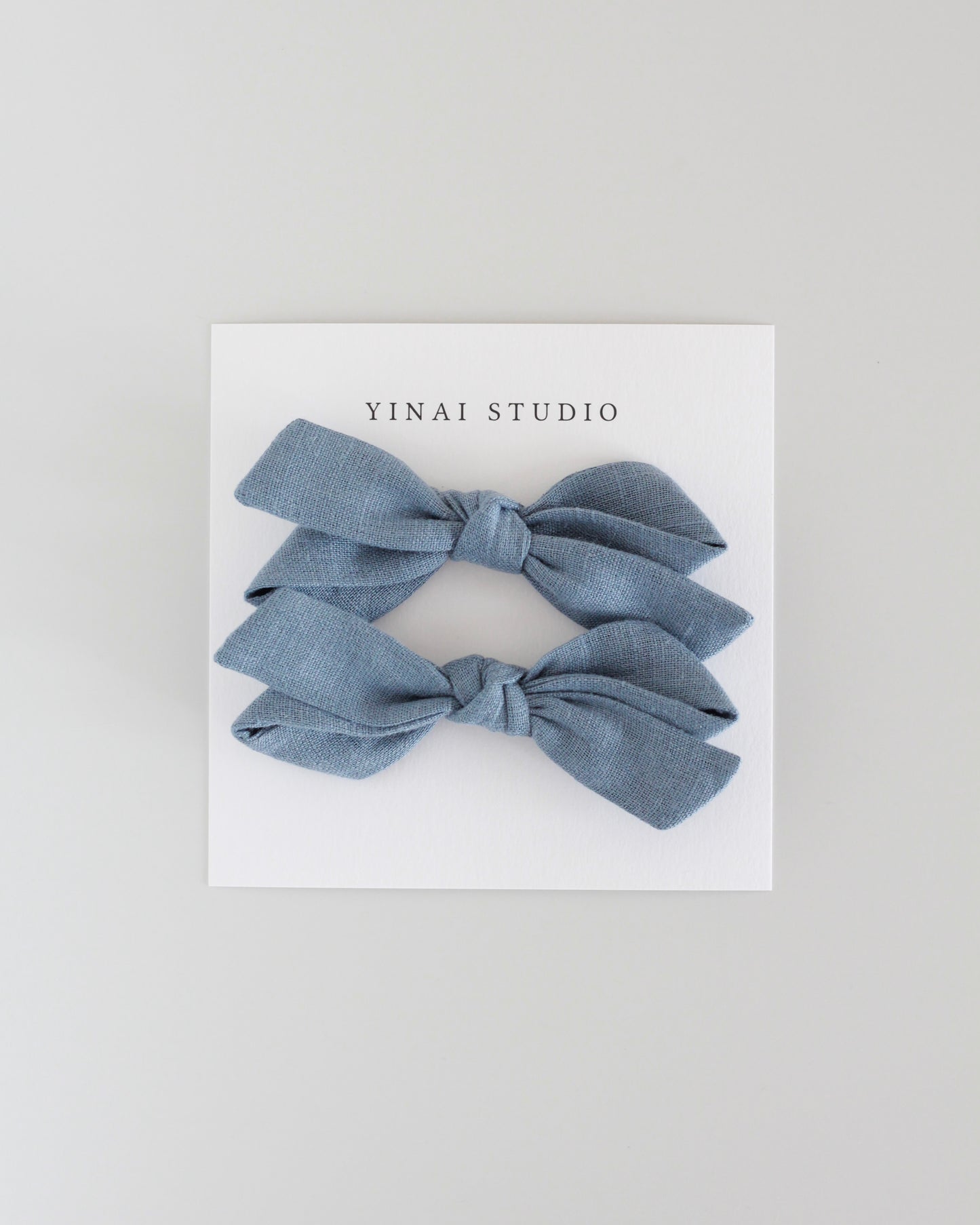 BOW CLIP [twist, set of 2] -Stonewash blue