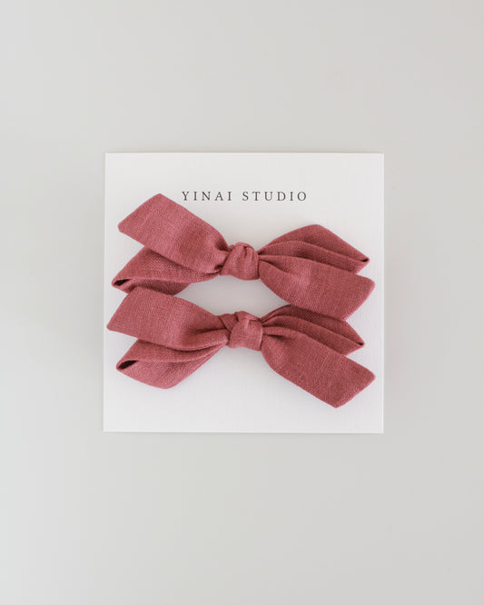 BOW CLIP [twist, set of 2] -Reddish brown