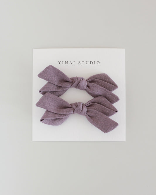 BOW CLIP [twist, set of 2] -Lilac