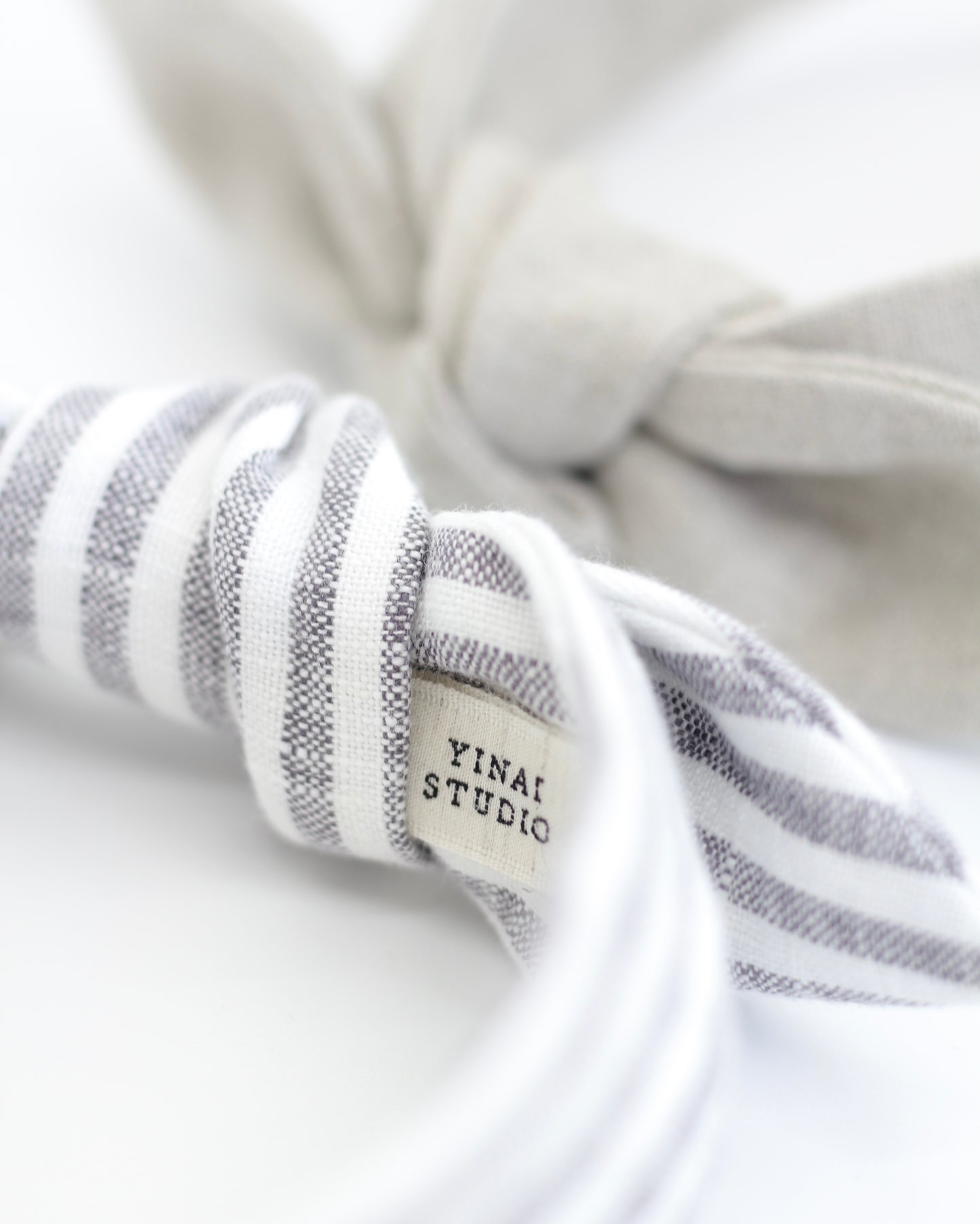 BOW HEADBAND [original] - Stripe, gray/white