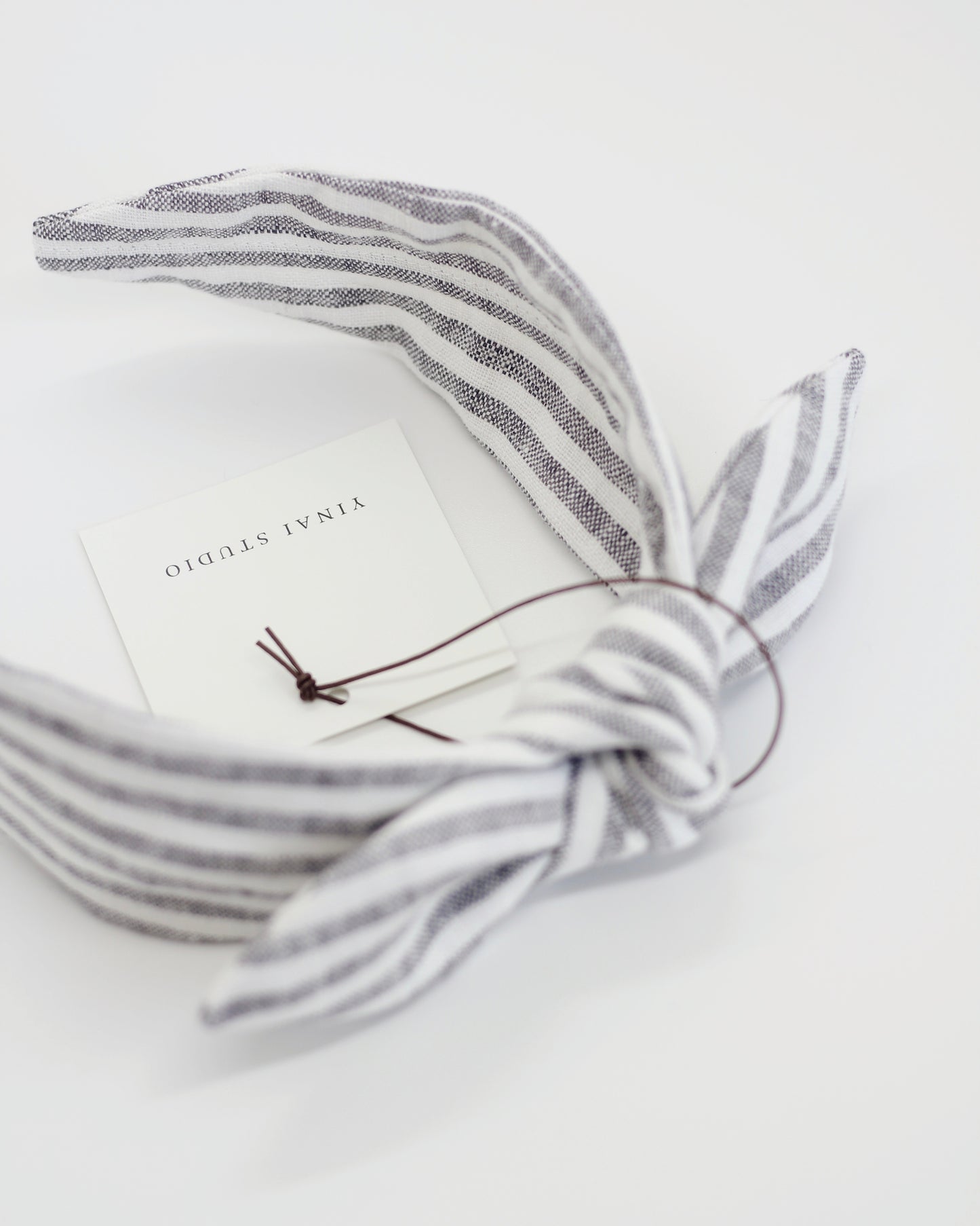 BOW HEADBAND [original] - Stripe, gray/white