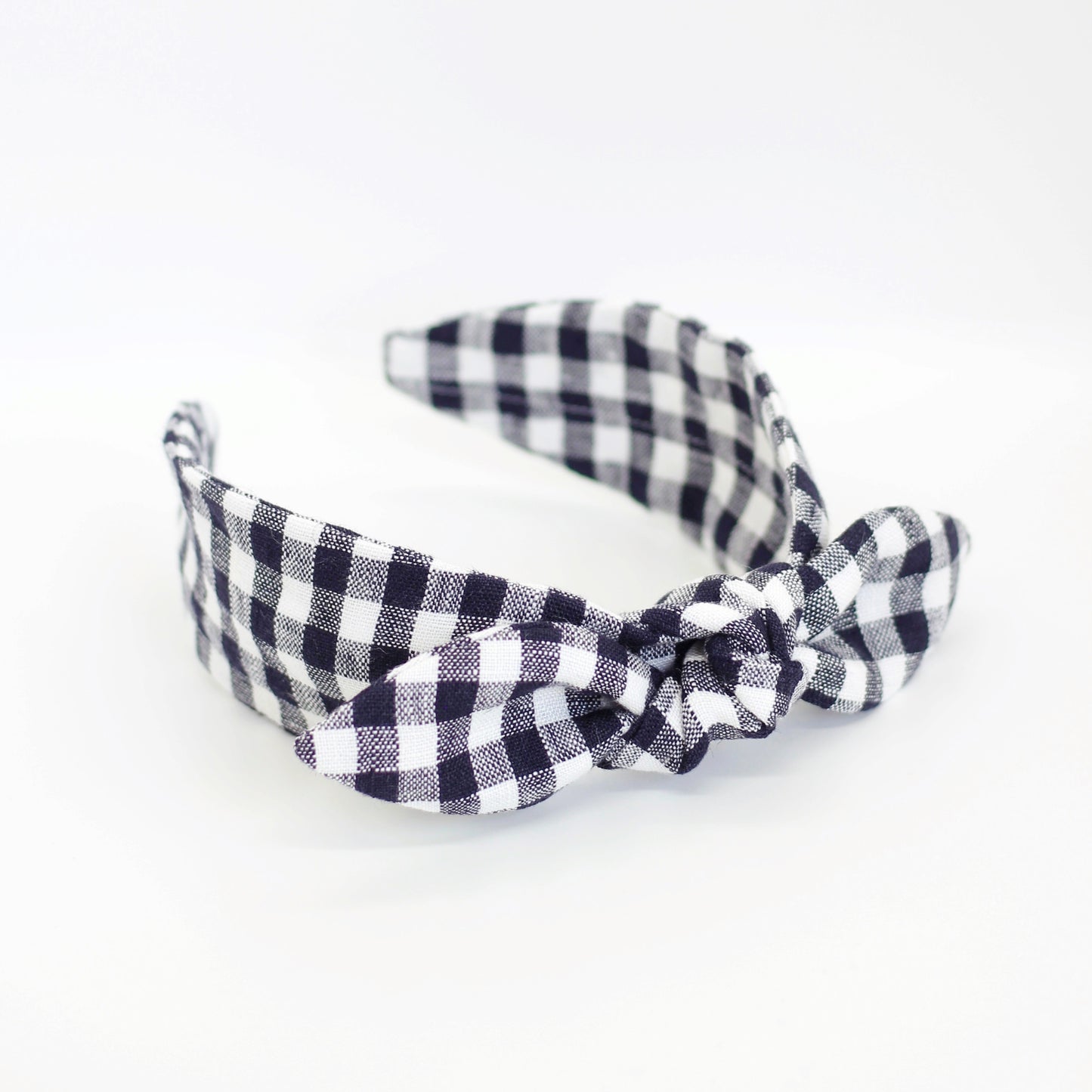 BOW HEADBAND [original] - Gingham plaid, black/white