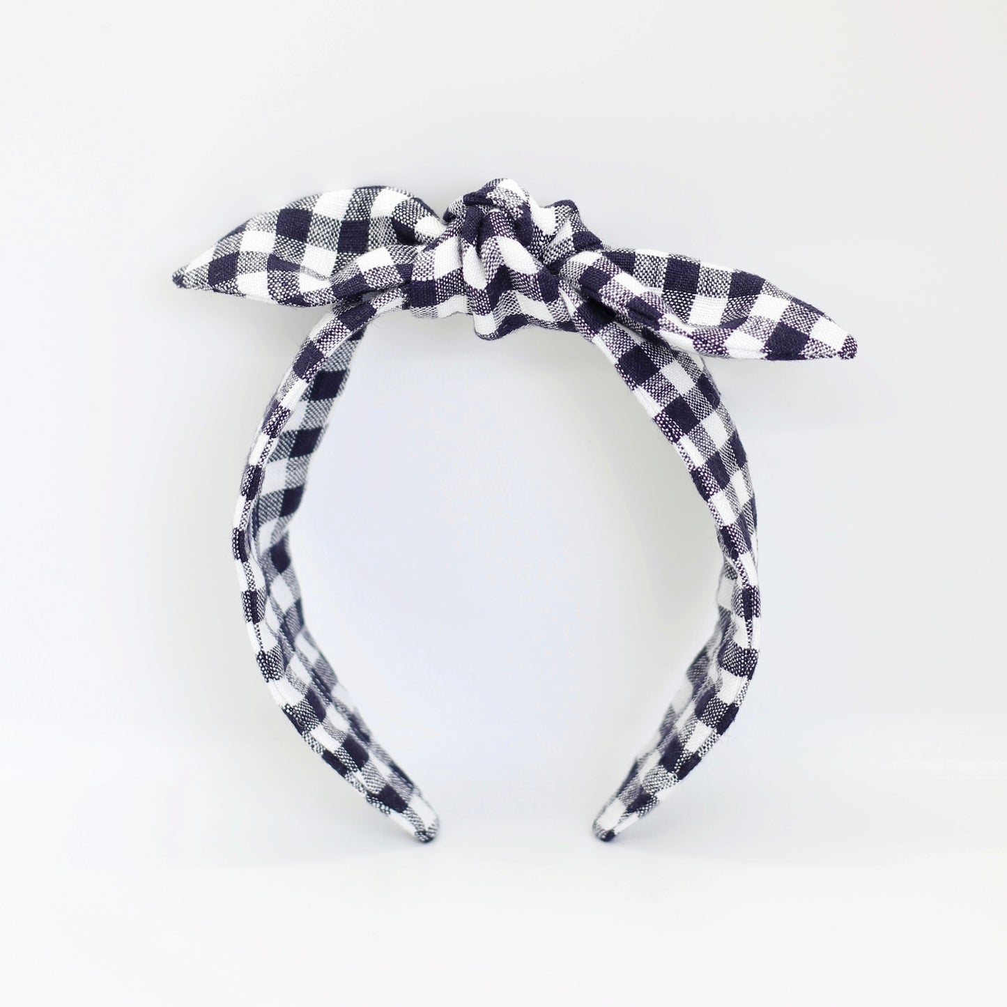 BOW HEADBAND [original] - Gingham plaid, black/white