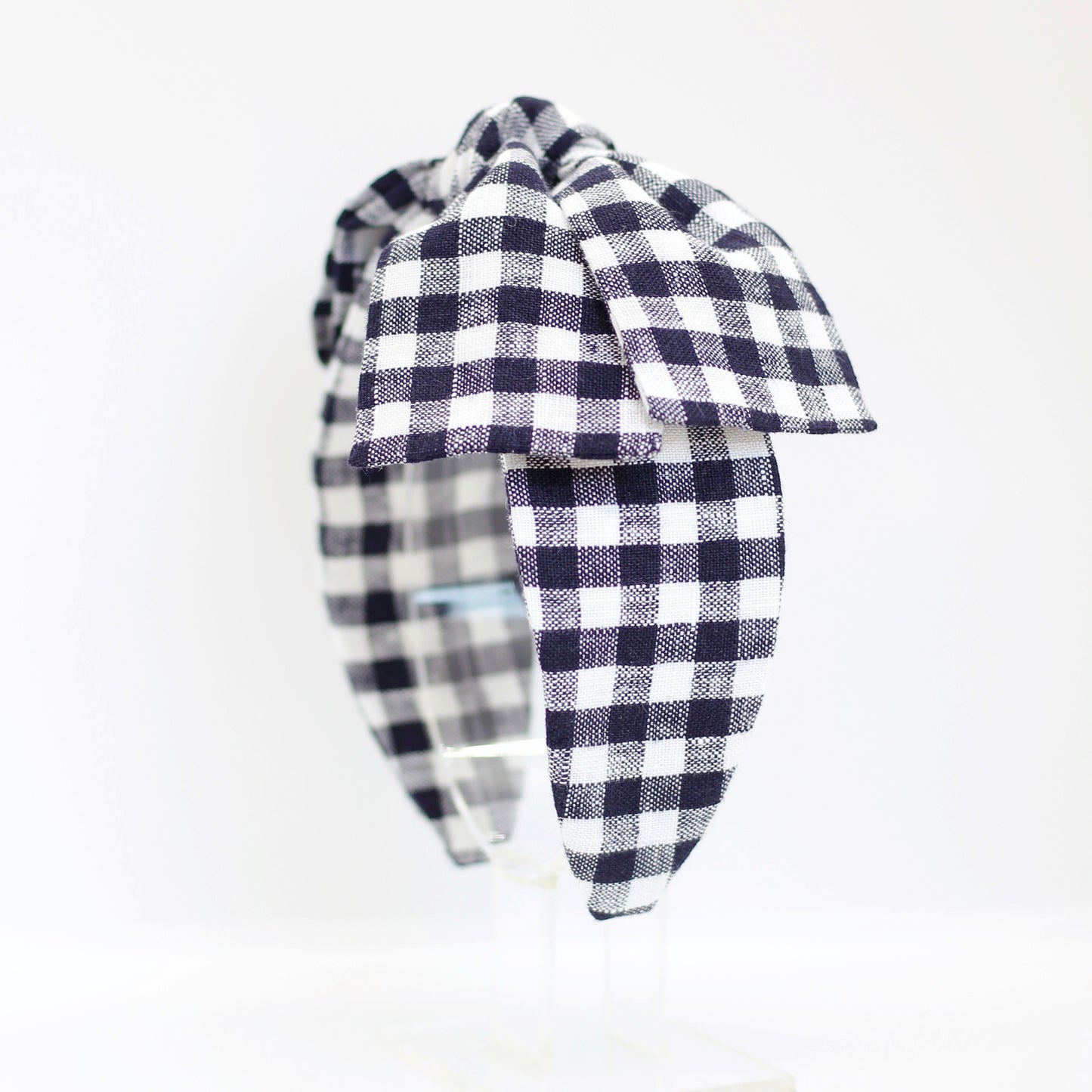 BOW HEADBAND [joy] - Gingham plaid, black/white