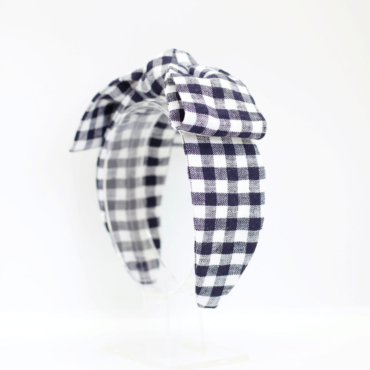 BOW HEADBAND [joy] - Gingham plaid, black/white