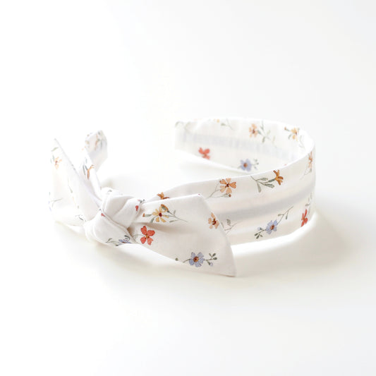 BOW HEADBAND [library] - Tiny flowers, white