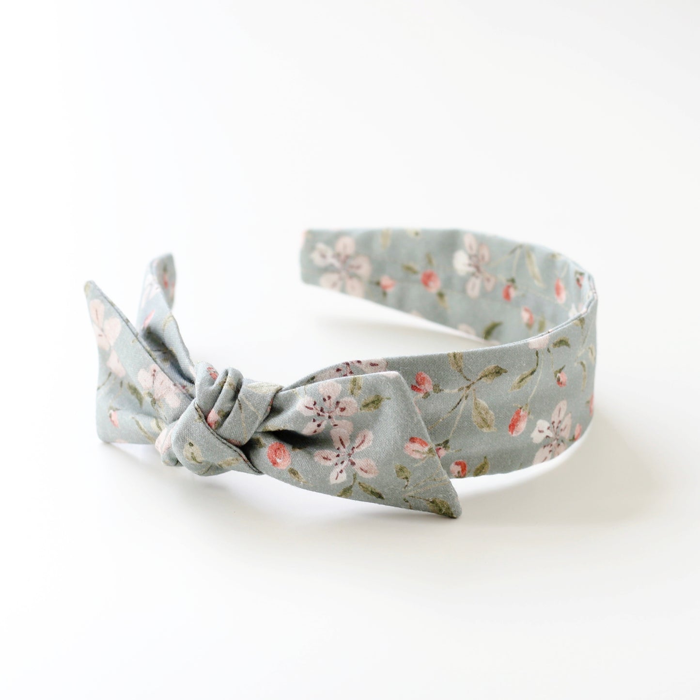 BOW HEADBAND [library] - Apple blossoms, sage