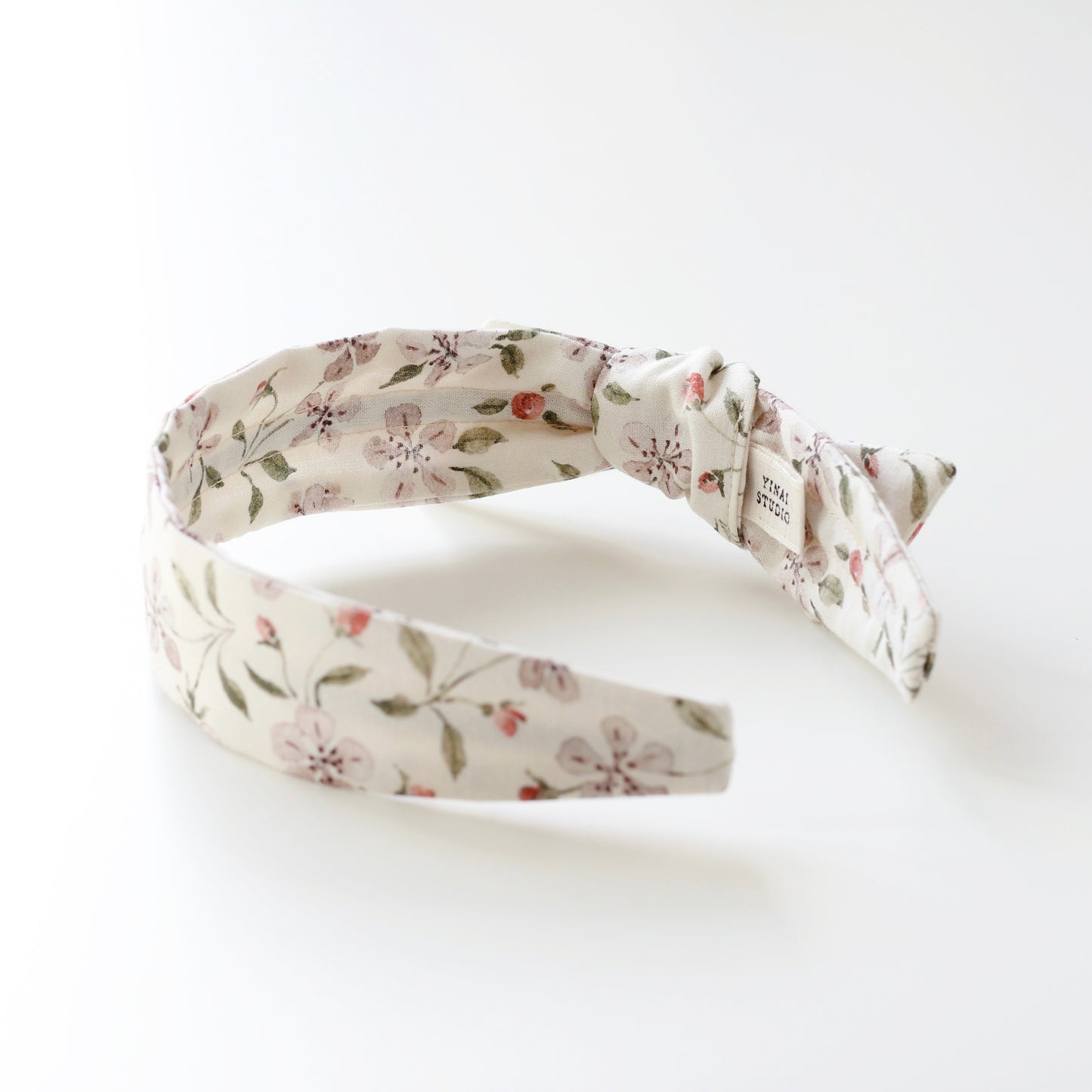 BOW HEADBAND [library] - Apple blossoms, cream