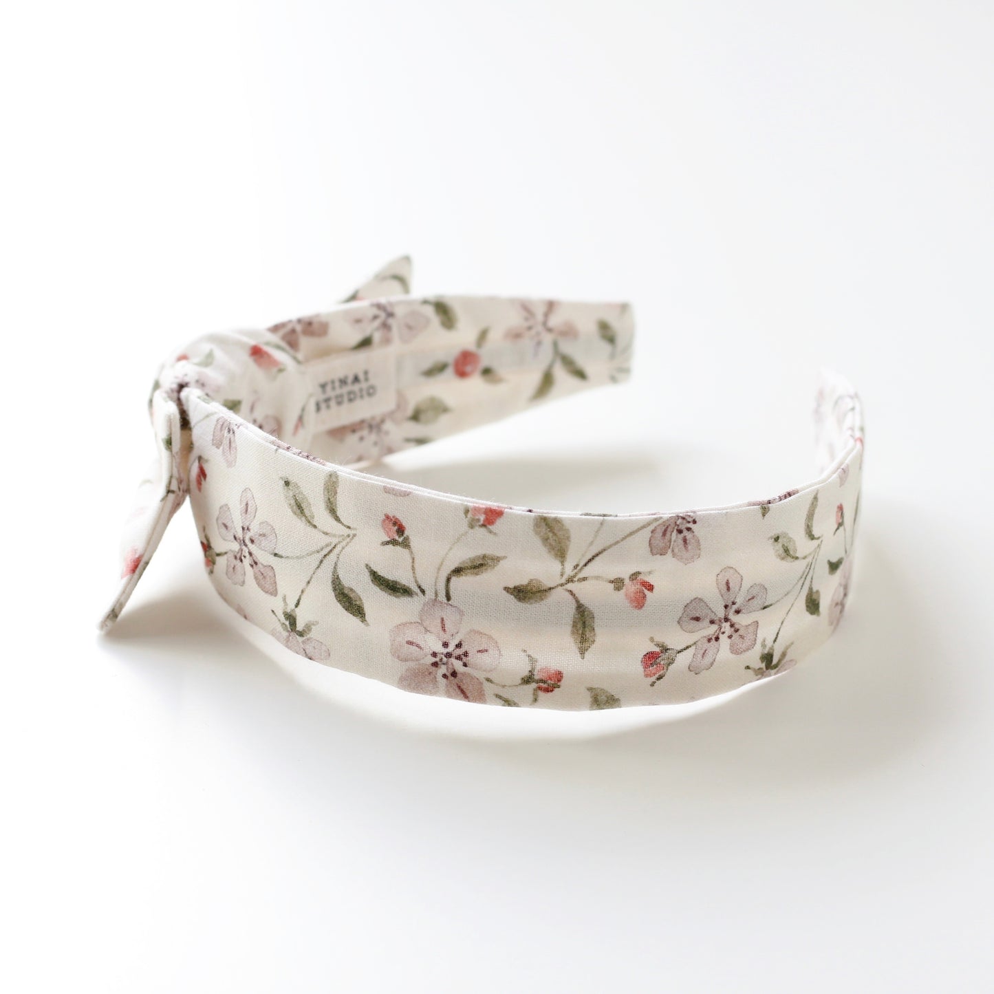 BOW HEADBAND [library] - Apple blossoms, cream