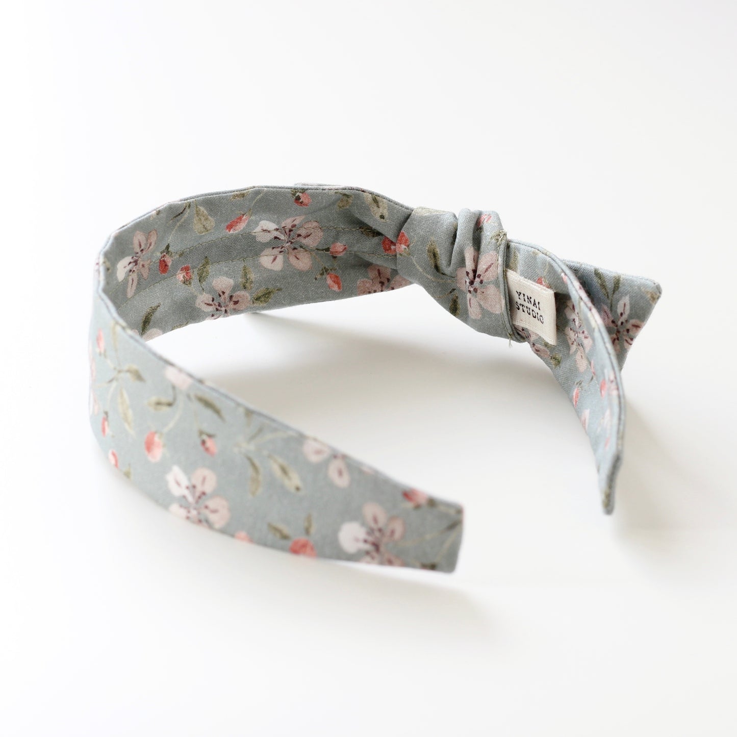 BOW HEADBAND [library] - Apple blossoms, sage