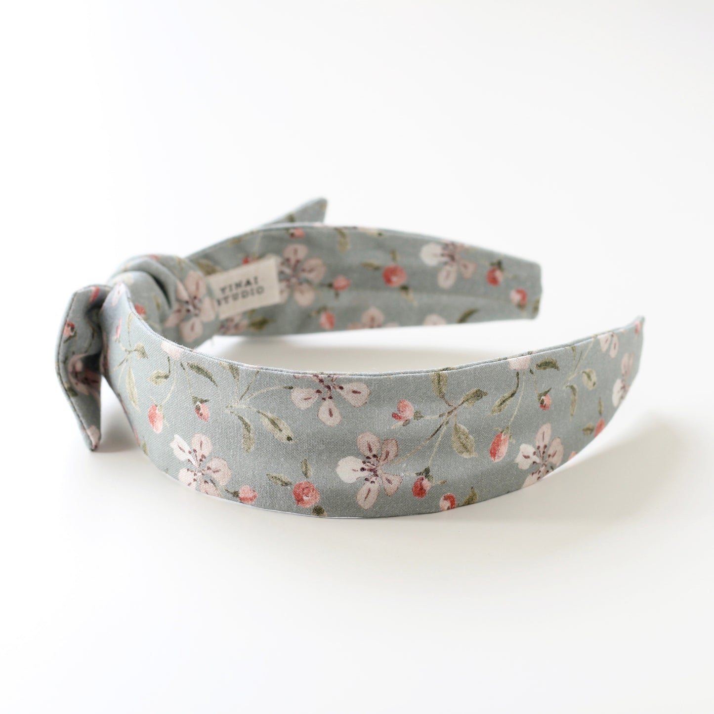 BOW HEADBAND [library] - Apple blossoms, sage