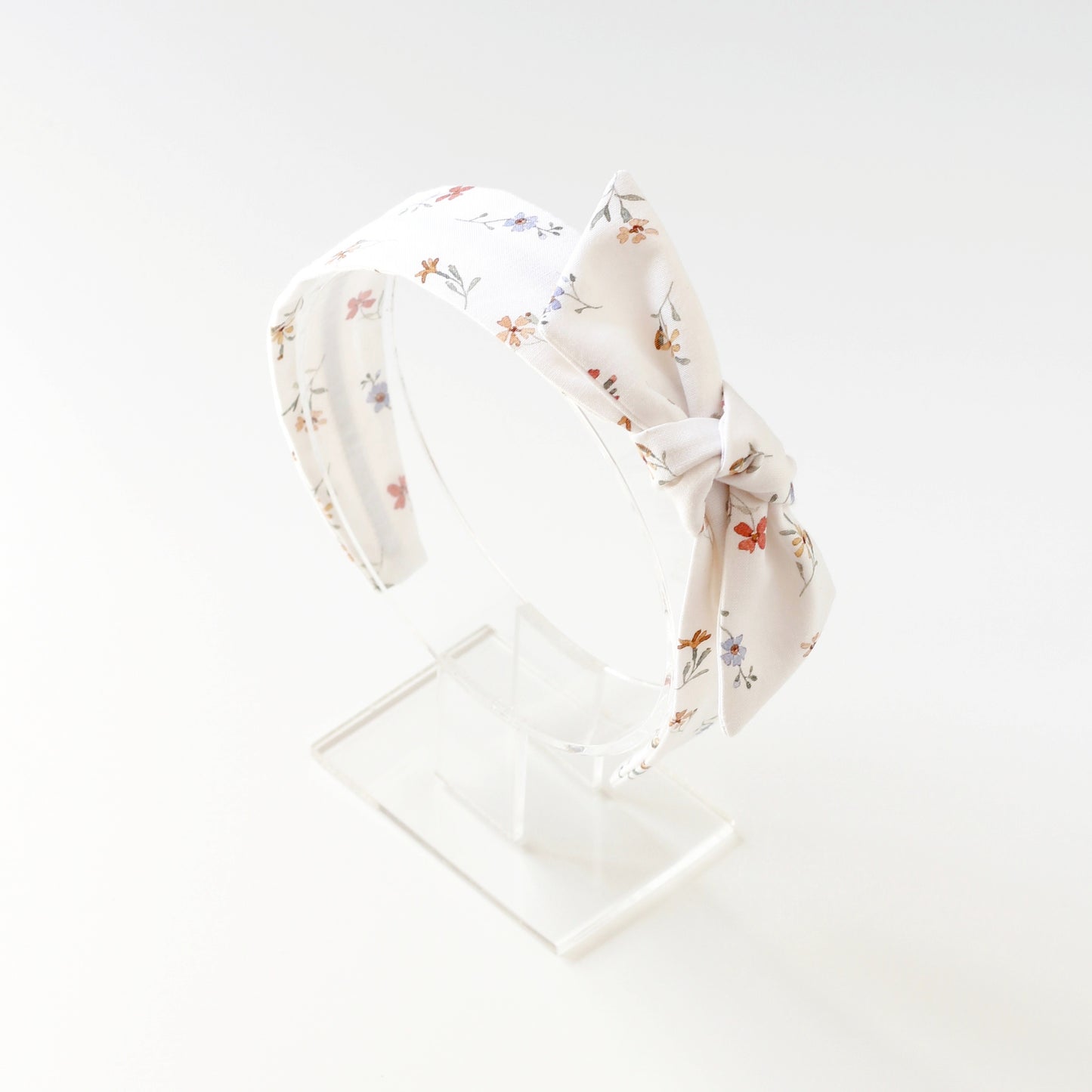 BOW HEADBAND [library] - Tiny flowers, white