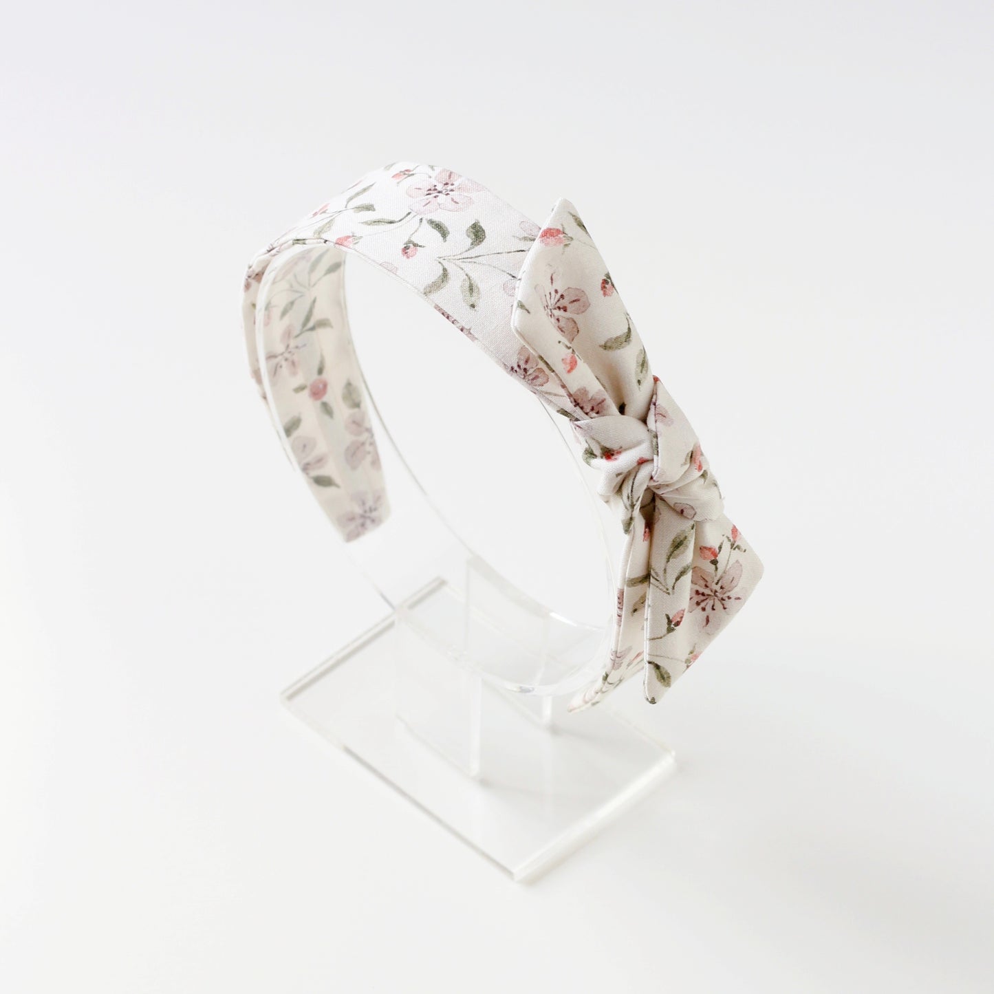 BOW HEADBAND [library] - Apple blossoms, cream