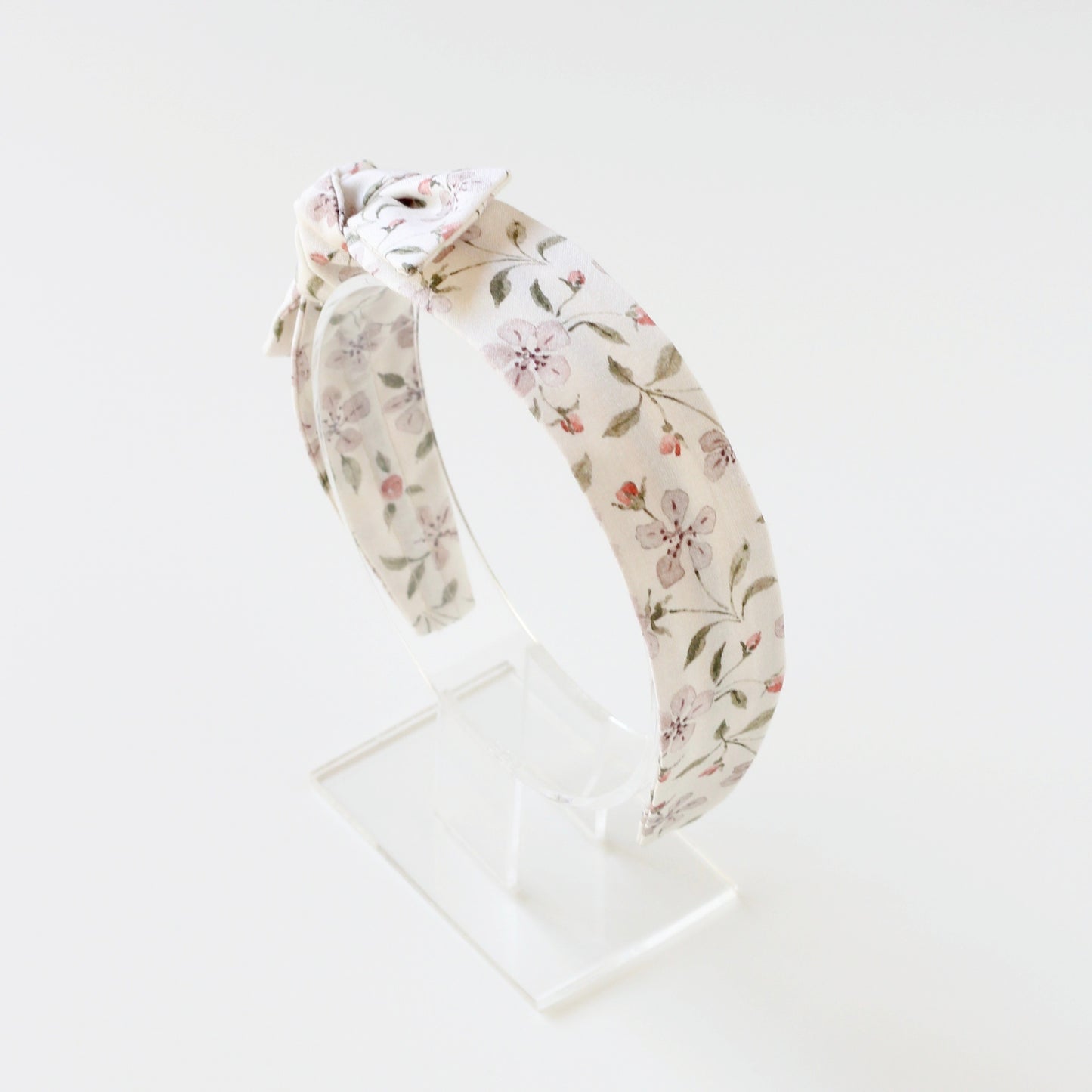 BOW HEADBAND [library] - Apple blossoms, cream