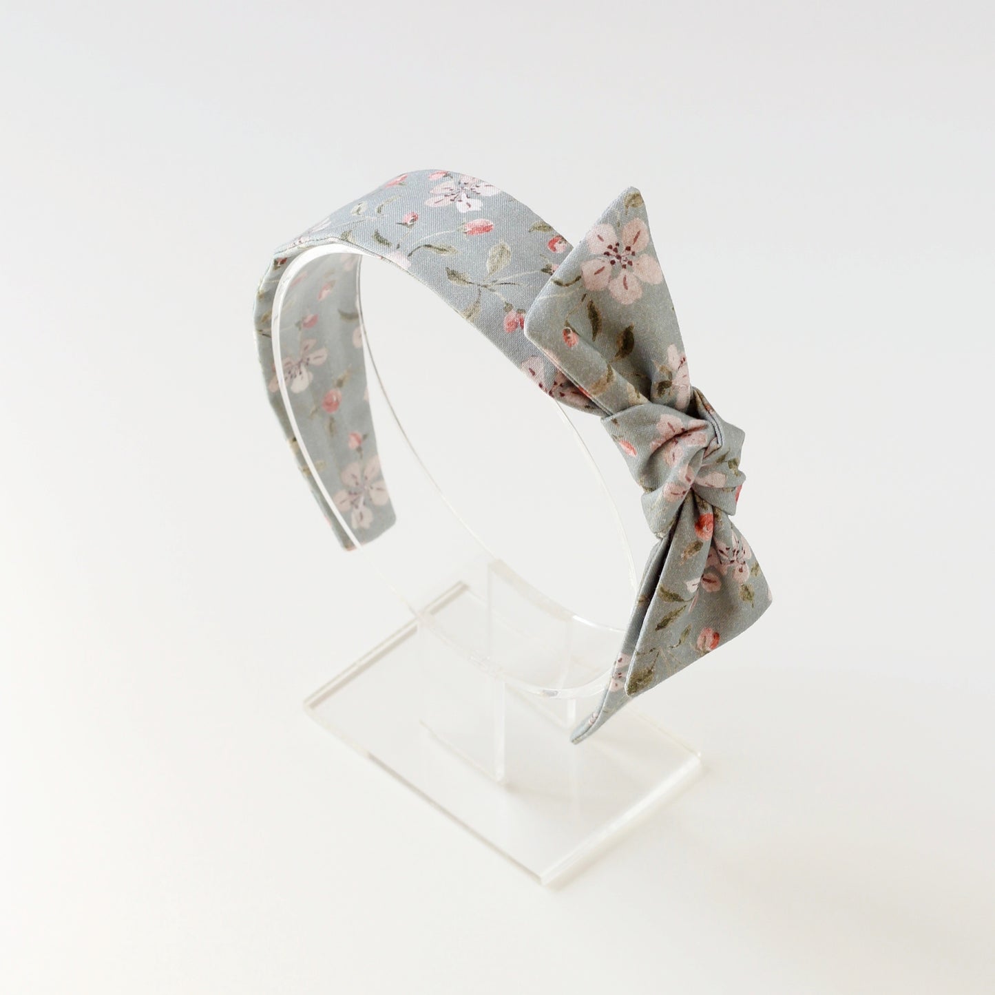 BOW HEADBAND [library] - Apple blossoms, sage