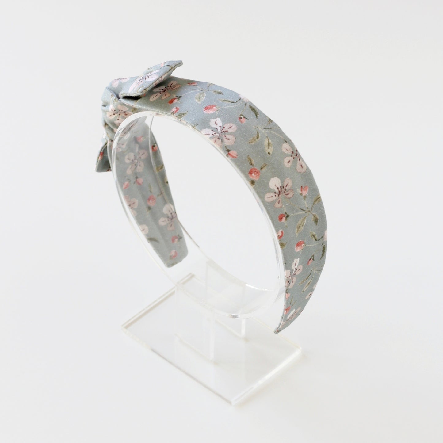 BOW HEADBAND [library] - Apple blossoms, sage