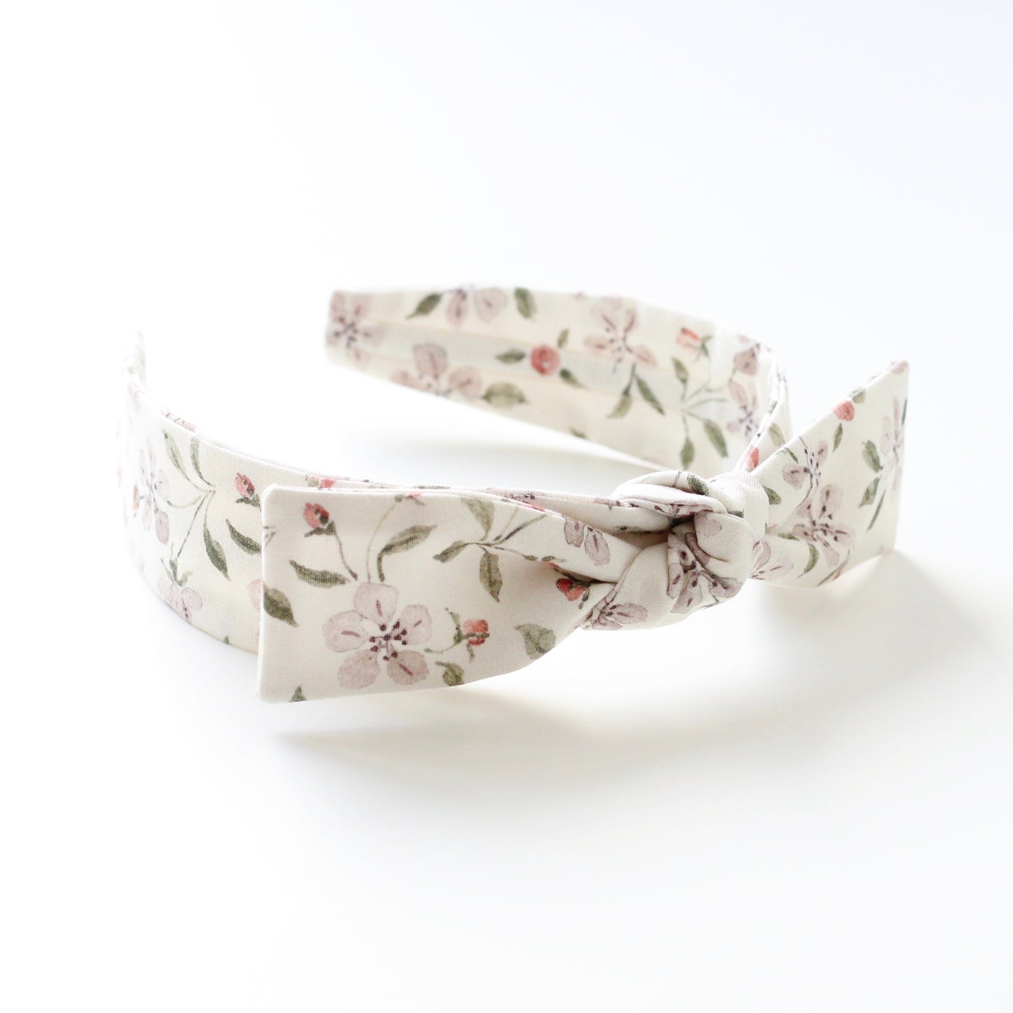 BOW HEADBAND [picnic] - Apple blossoms, cream