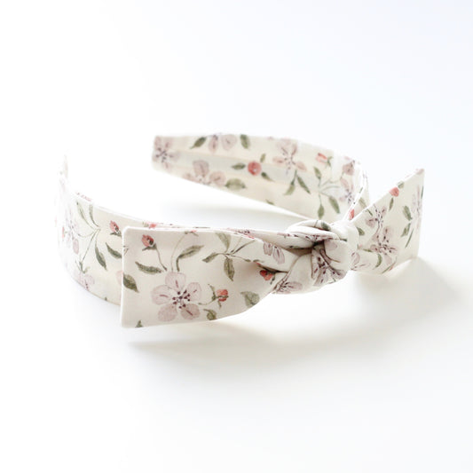 BOW HEADBAND [picnic] - Apple blossoms, cream