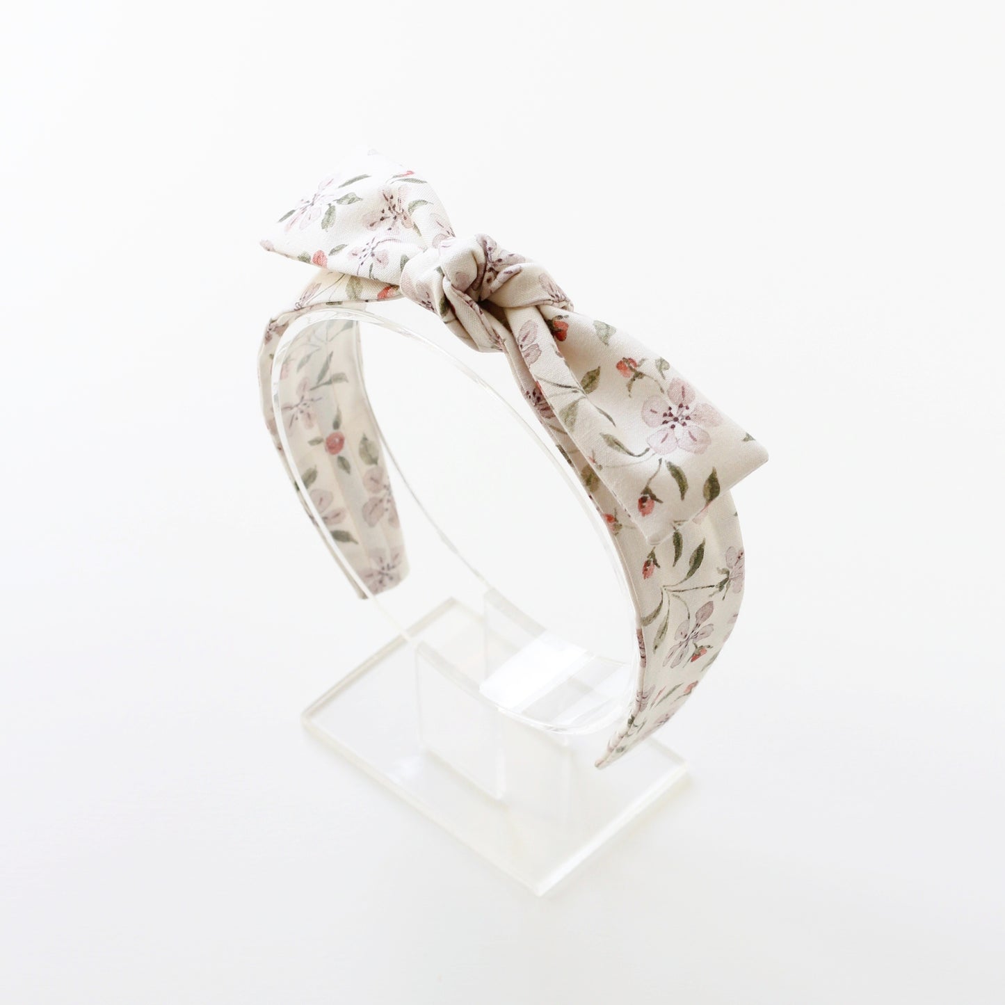 BOW HEADBAND [picnic] - Apple blossoms, cream