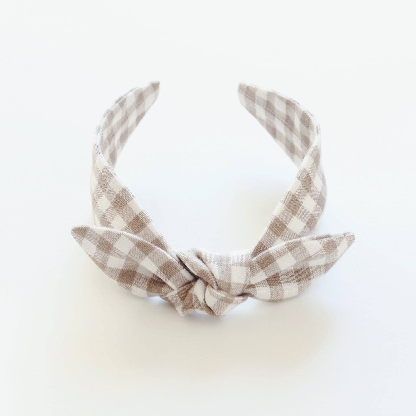 BOW HEADBAND [original] - Gingham plaid, beige/white