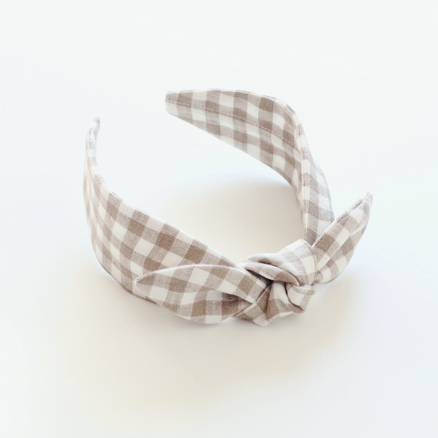 BOW HEADBAND [original] - Gingham plaid, beige/white