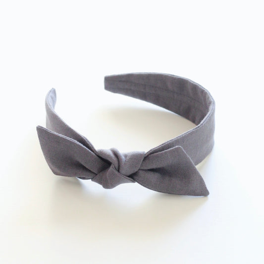 BOW HEADBAND [library] - navy gray