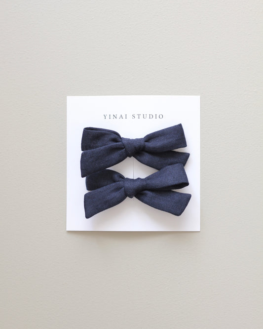 BOW CLIP [small, set of 2] - midnight blue